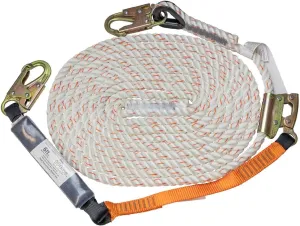 Malta Dynamics 50’ Vertical Lifeline Assembly – Fall Protection Rope, Fall Arrest System with Shock Absorber, Safety Rope and Positioning Device with 18” Extension Safety Lanyard, OSHA ANSI Compliant