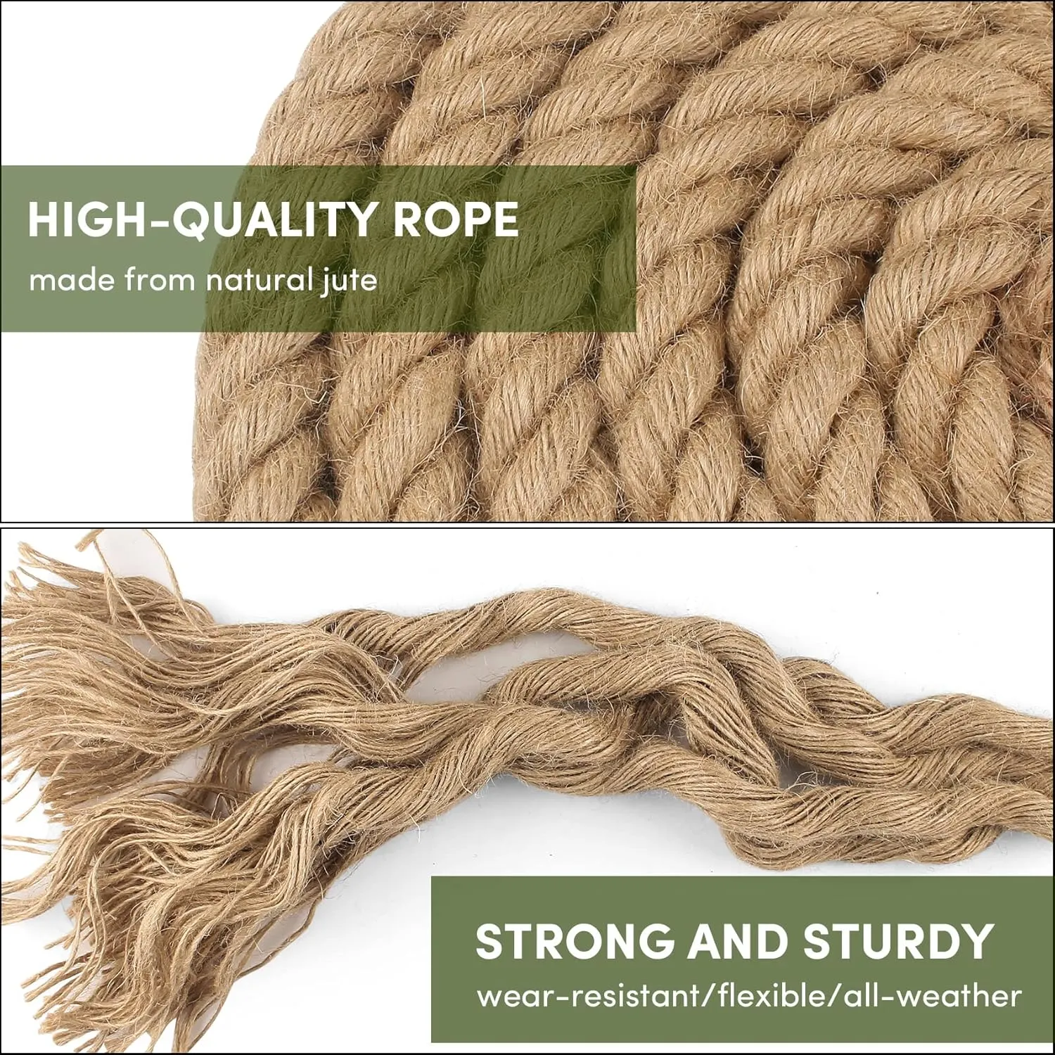 Manila Rope 3/4in x 50ft,Natural Hemp Thick Ropes,Large Decorative Nautical Rope,Twisted Manila Ropes Great for Gardening,Railings,Hammock