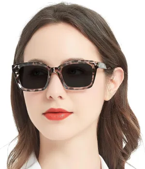 MARE AZZURO Bifocal Sunglasses Women Outdoor Reading Glasses Square Reader Sunglasses 1.0 1.5 2.0 2.5 3.0 3.5 4.0 (Brown, 1.00)