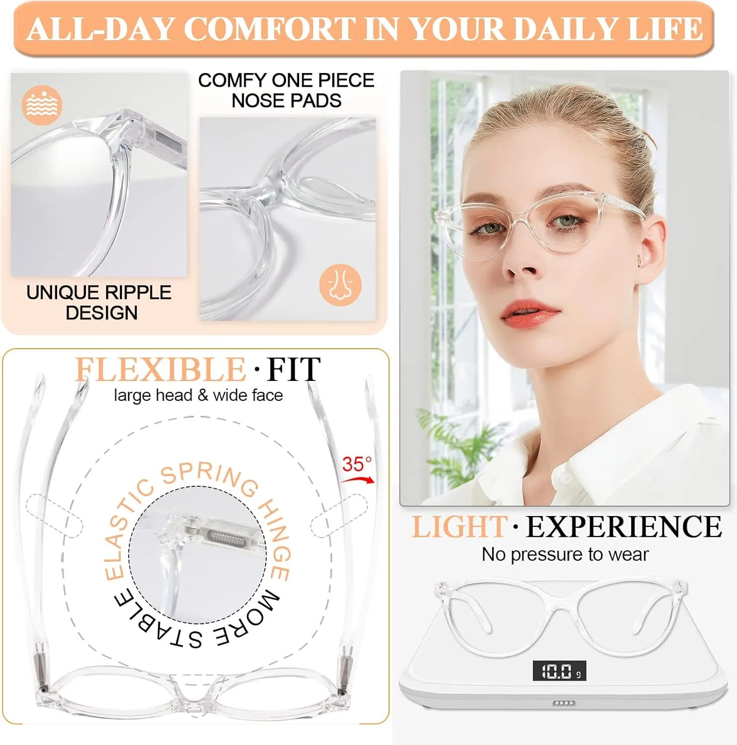 MARE AZZURO Clear Reading Glasses Women Fashion Round Readers 0 1.0 1.25 1.5 1.75 2.0 2.25 2.5 2.75 3.0 3.5 4.0 5.0 6.0
