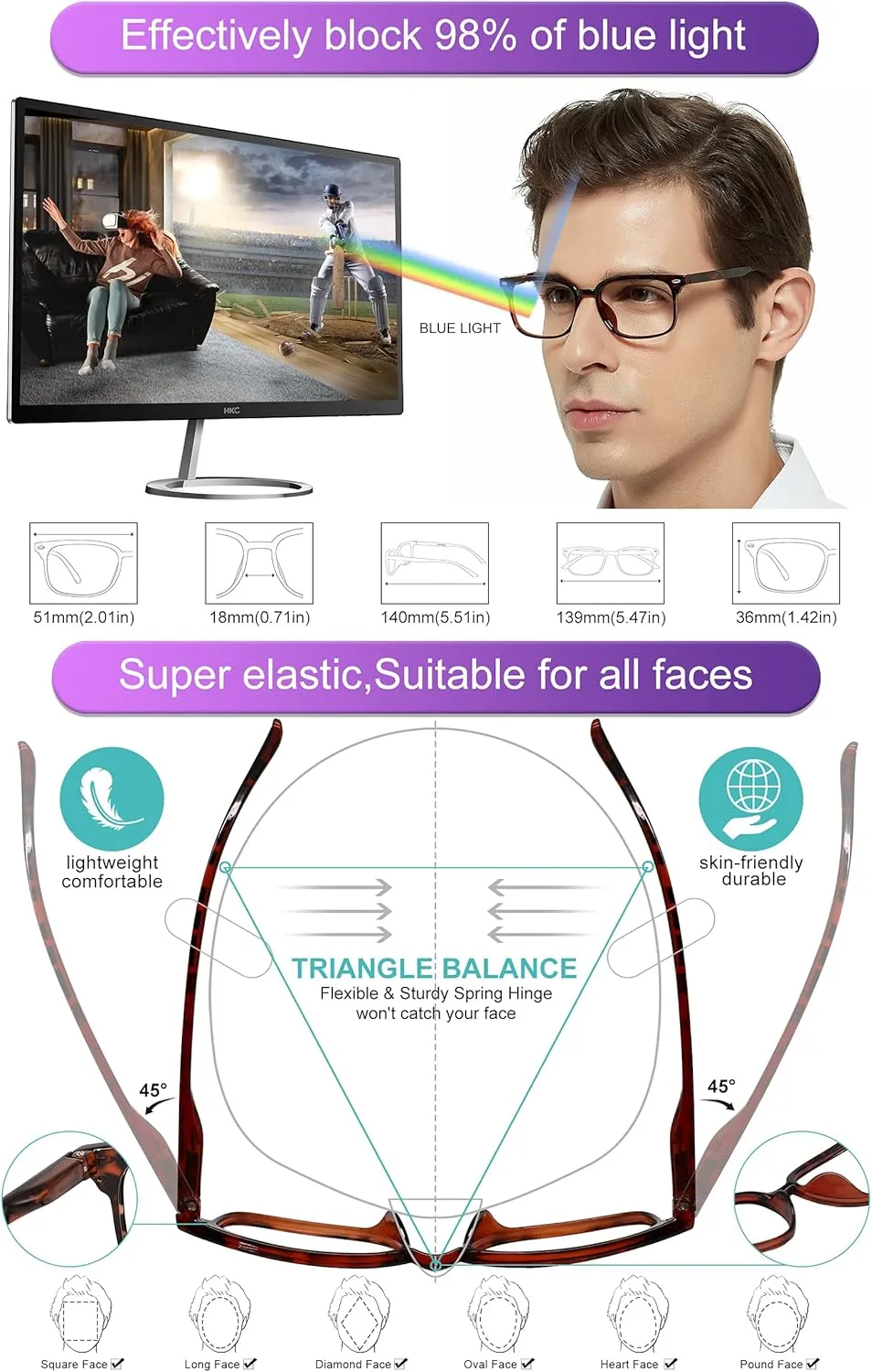 MARE AZZURO Progressive Multifocus Reading Glasses Blue Light Blocking Women Men Lightweight Multifocal Readers