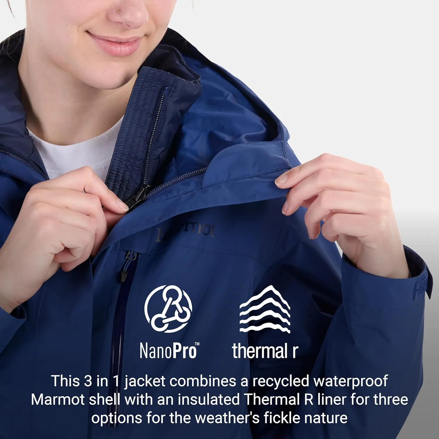MARMOT Women's Ramble 3-in-1 Component Jacket - Recycled Waterproof Shell with Hood and Removable Insulated Thermal R Liner