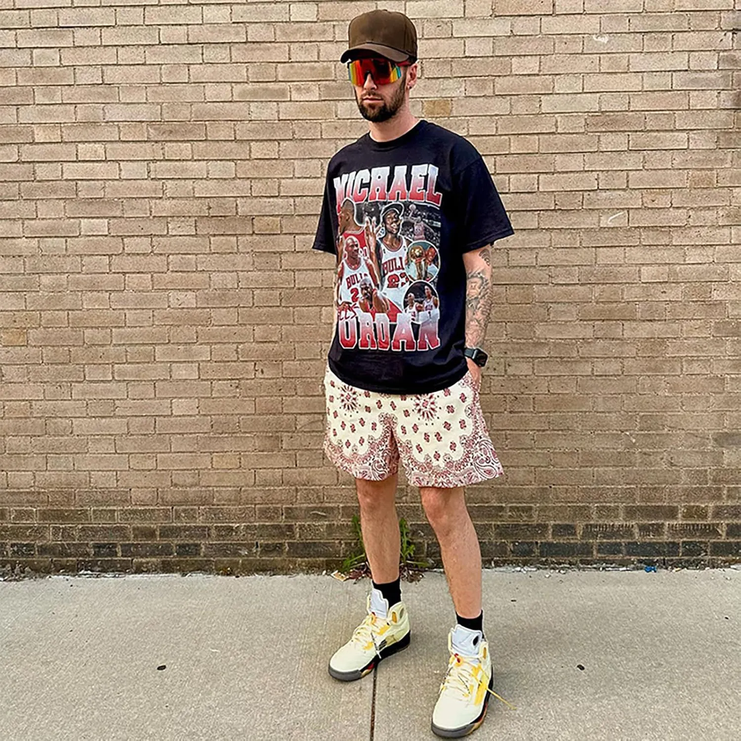 MECH-ENG Men's Paisley Shorts Graphic Print Casual Bandana Retro Lightweight Running Boxing Mesh Boho Shorts
