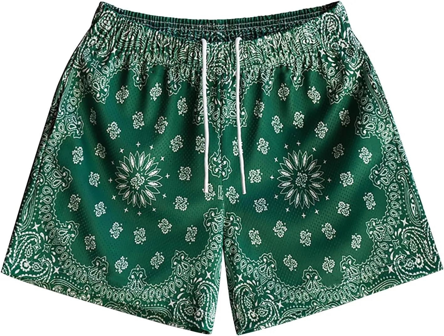 MECH-ENG Men's Paisley Shorts Graphic Print Casual Bandana Retro Lightweight Running Boxing Mesh Boho Shorts