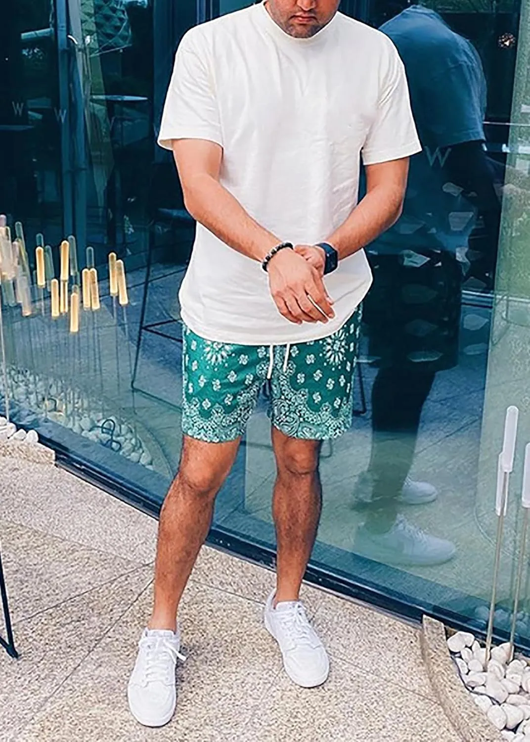 MECH-ENG Men's Paisley Shorts Graphic Print Casual Bandana Retro Lightweight Running Boxing Mesh Boho Shorts
