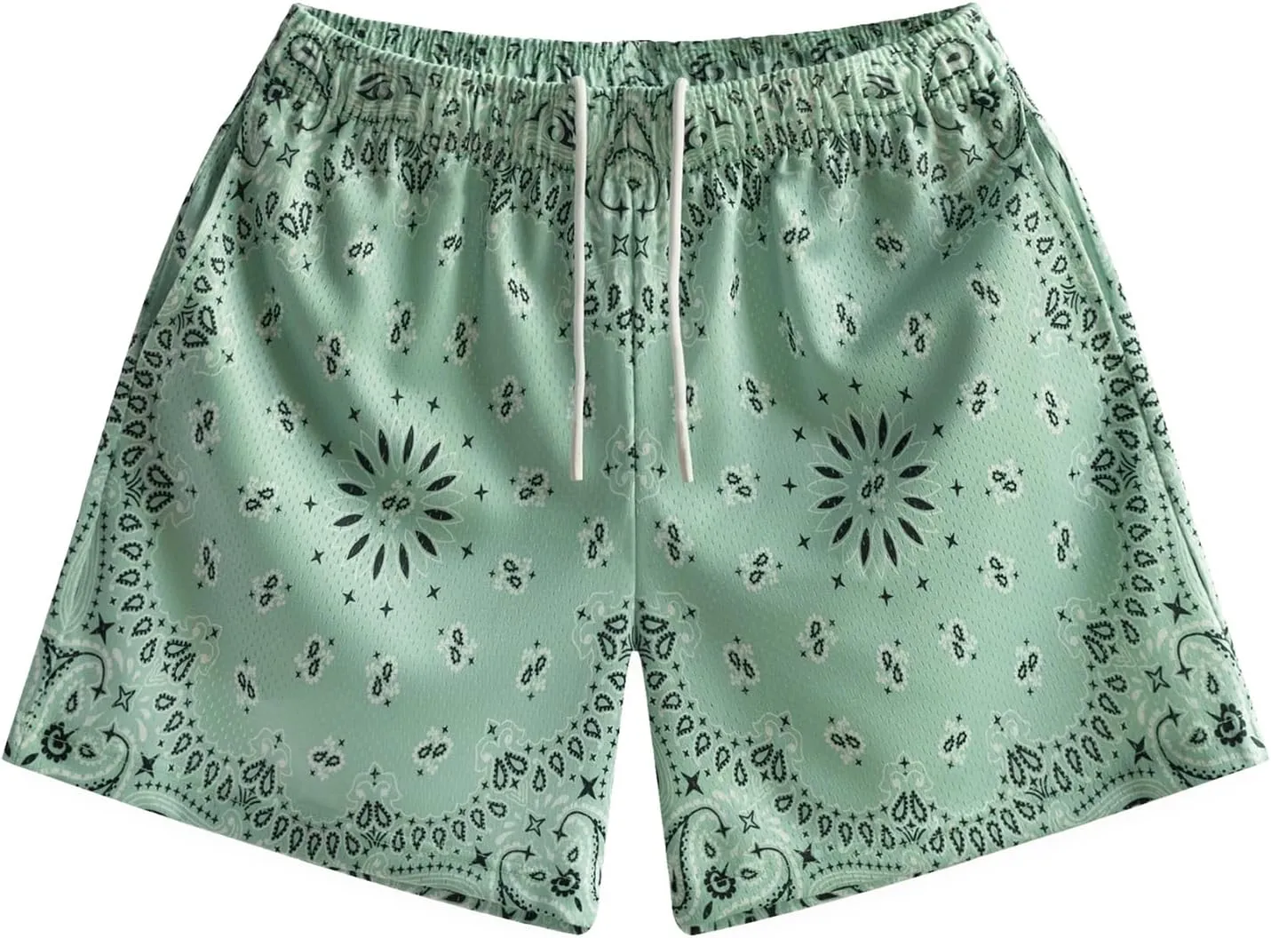 MECH-ENG Men's Paisley Shorts Graphic Print Casual Bandana Retro Lightweight Running Boxing Mesh Boho Shorts