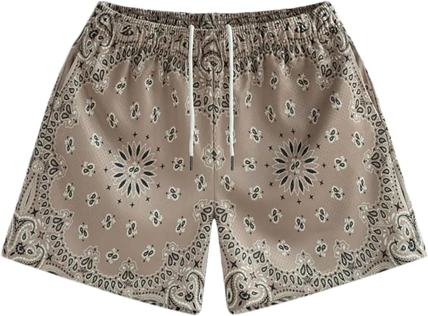 MECH-ENG Men's Paisley Shorts Graphic Print Casual Bandana Retro Lightweight Running Boxing Mesh Boho Shorts