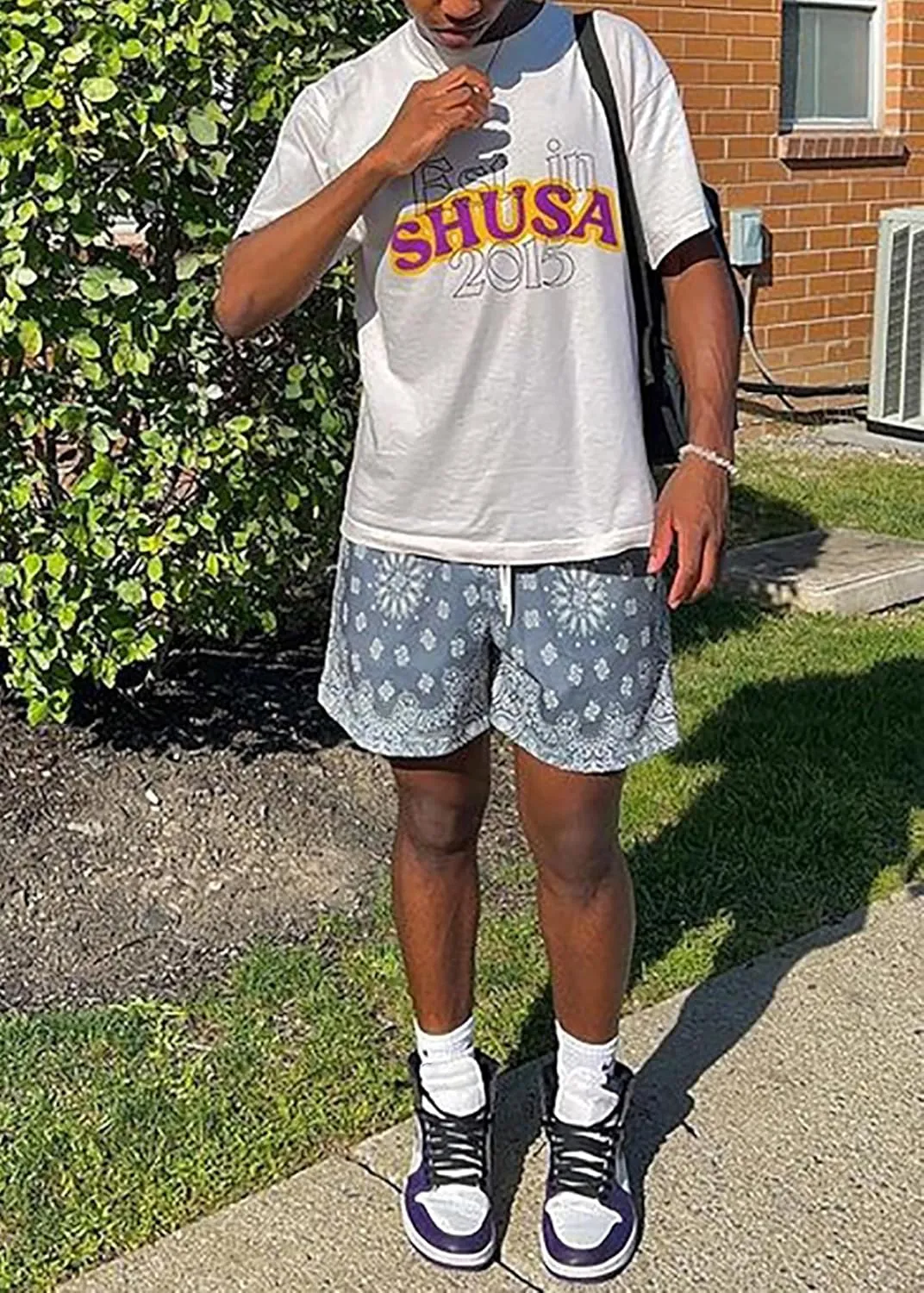 MECH-ENG Men's Paisley Shorts Graphic Print Casual Bandana Retro Lightweight Running Boxing Mesh Boho Shorts