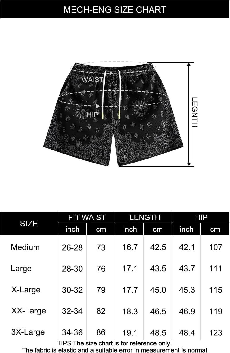 MECH-ENG Men's Paisley Shorts Graphic Print Casual Bandana Retro Lightweight Running Boxing Mesh Boho Shorts