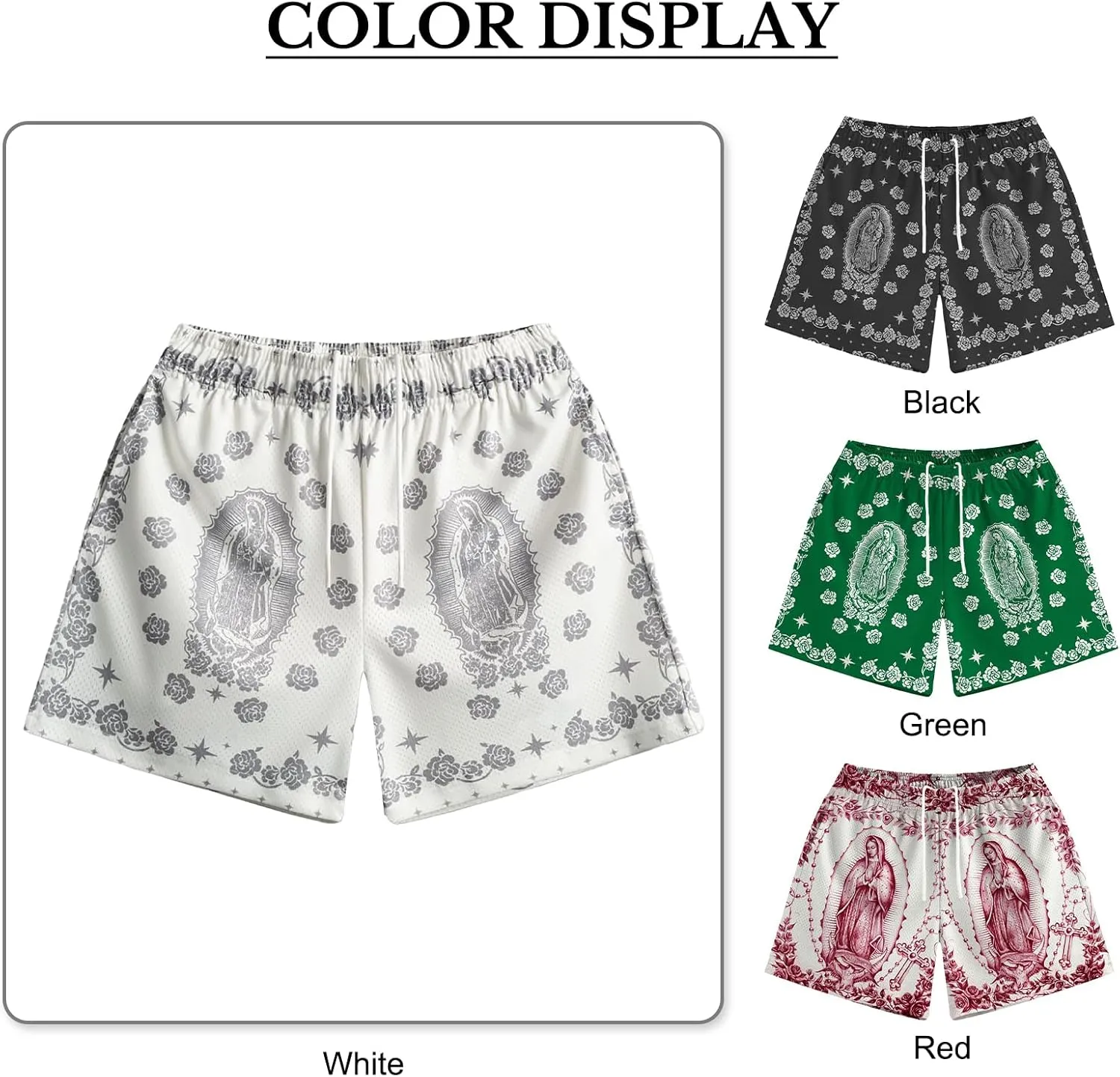MECH-ENG Men's Paisley Shorts Graphic Print Casual Bandana Retro Lightweight Running Boxing Mesh Boho Shorts
