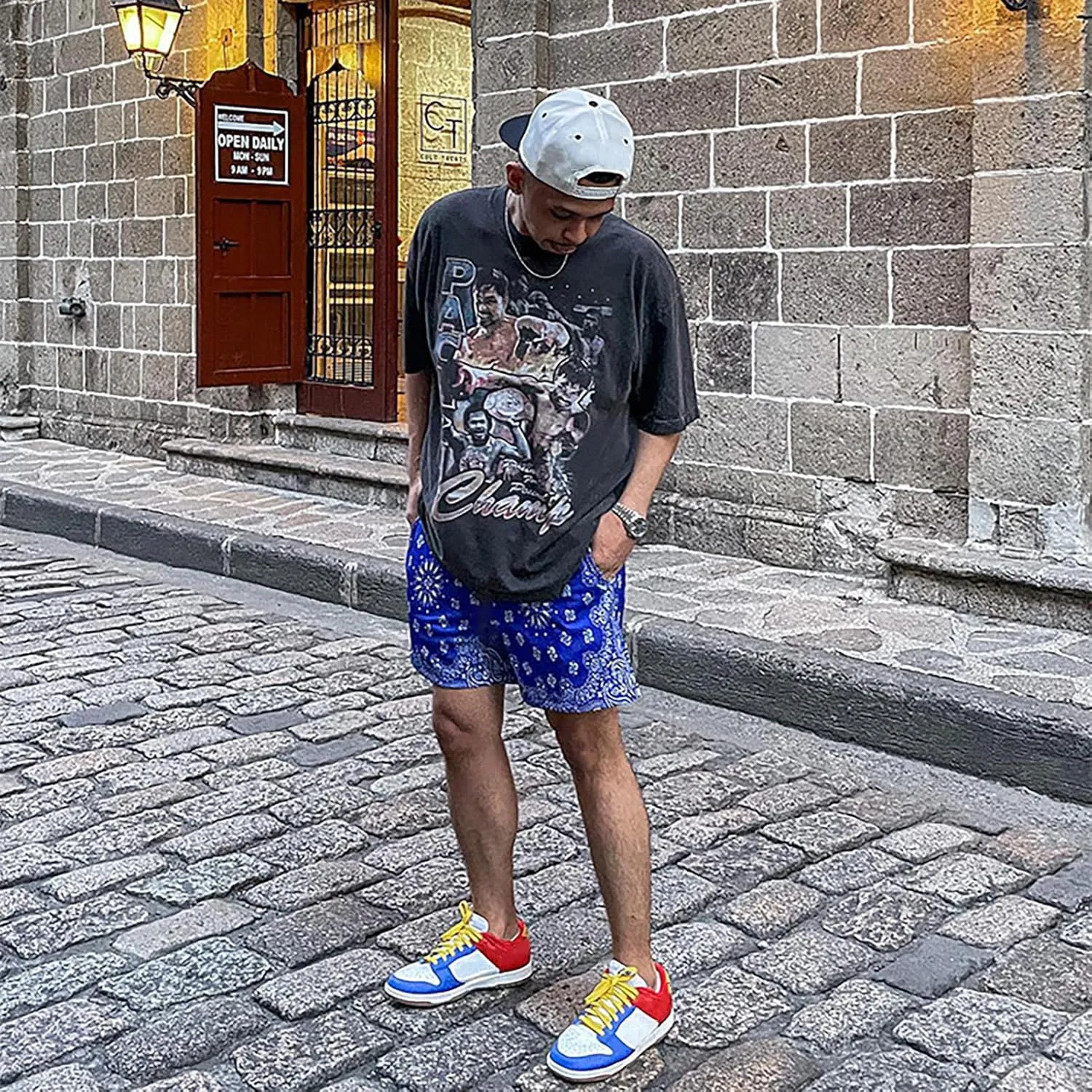 MECH-ENG Men's Paisley Shorts Graphic Print Casual Bandana Retro Lightweight Running Boxing Mesh Boho Shorts