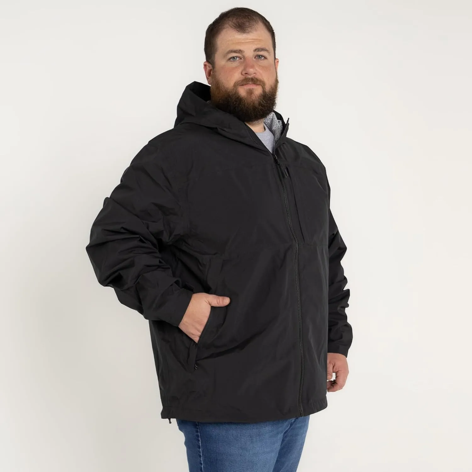 Men’s Big Rugged Rainier Rain Windbreaker Jacket 2XL-7XL