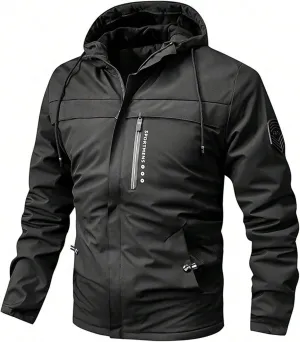Men's Hiking Windbreaker Rain Coat Lightweight Outdoor Rain Jacket Water Resistant with Hooded