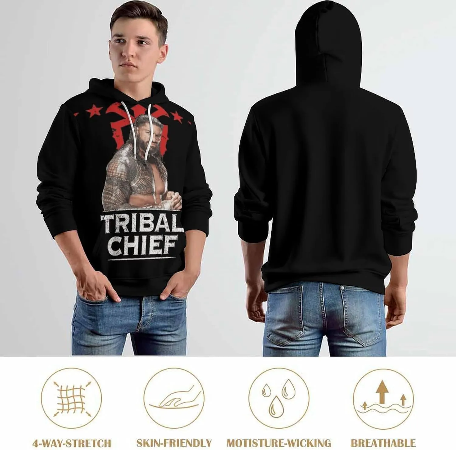 Mens Long Sleeve Pullover Hoodie Clothes Fashion Hooded Sportswear Outfits
