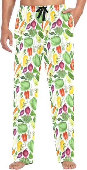 Men's Pajama Bottoms Cabbage Carrot Tomatoes Vegetables Mens Pajama Pants Purple Onion Avocado Cotton Pj Bottoms Sleepwear S
