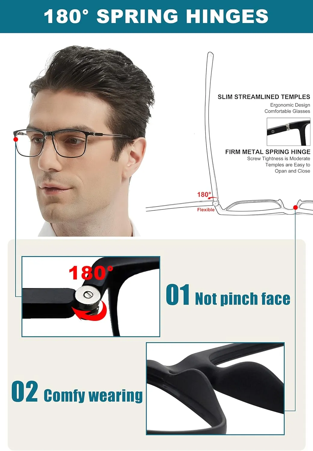 Mens Reading Glasses Stylish Readers Large Lightweight Reader 1.0 1.25 1.5 1.75 2.0 2.25 2.5 2.75 3.0 3.5 4.0
