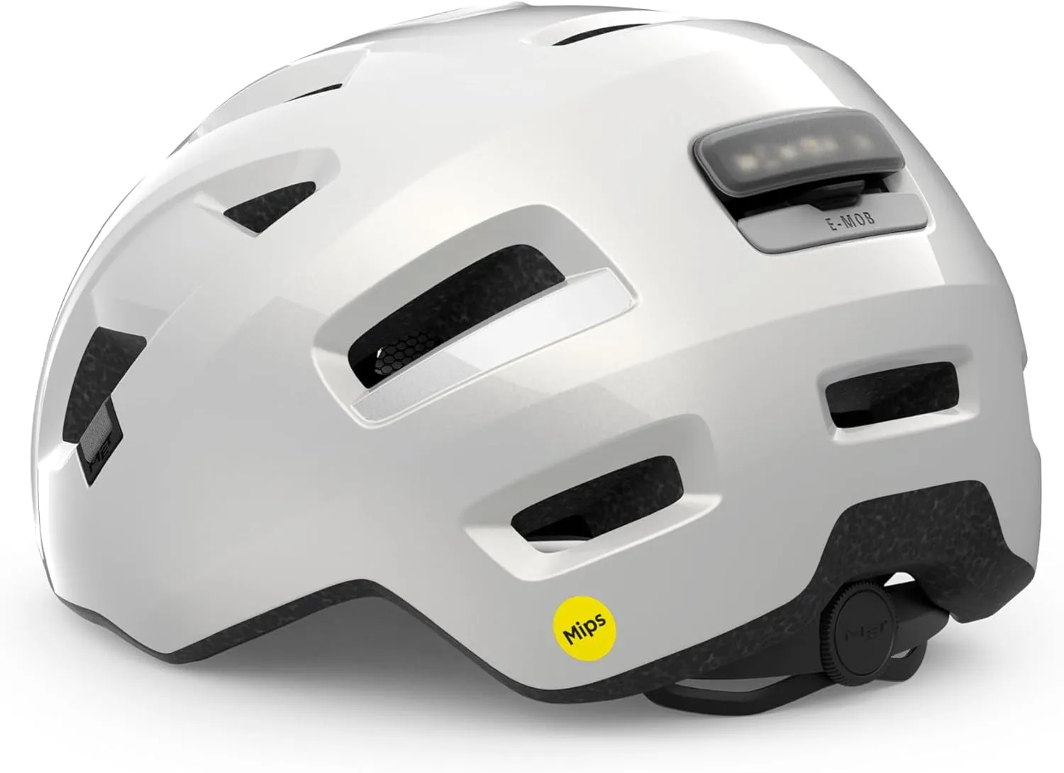 MET E-Mob MIPS Electric Bike Helmet | Urban Cycling Helmet for Adults, Red LED Tail Light, Integrated Visor & Bug Net, NTSA 8776 Certified for eBikes
