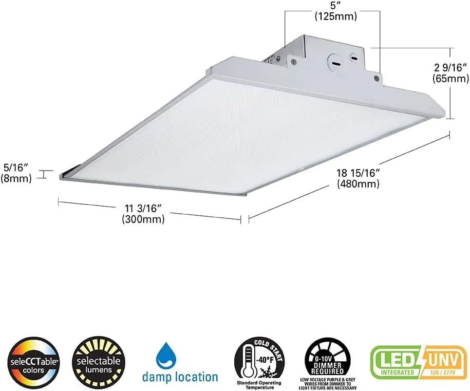 Metalux 1.6 ft. 250-Watt Equivalent LED Linear High Bay with Selectable CCT and Lumen