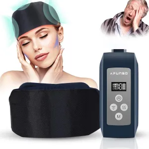 MEXITOP Electric Head Massager - Rechargeable Hand Free Scalp Massager Airbag for Head with 3 Modes and Heating Function, Adjustable Size Portable Design for Deep Relaxation