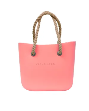 Midi Beach Tote Set - Peach with Natural Lining