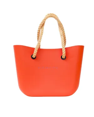 Midi Beach Tote Set - Tangerine with Natural Lining