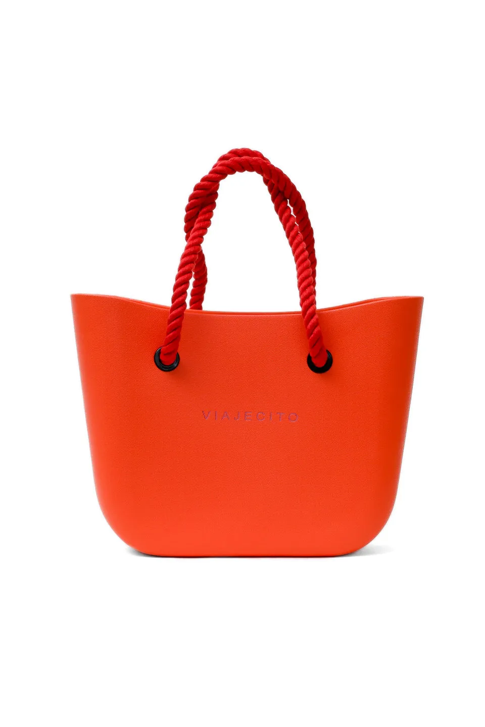 Midi Beach Tote Set - Tangerine with Natural Lining