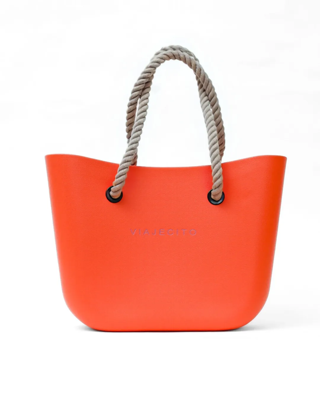 Midi Beach Tote Set - Tangerine with Natural Lining