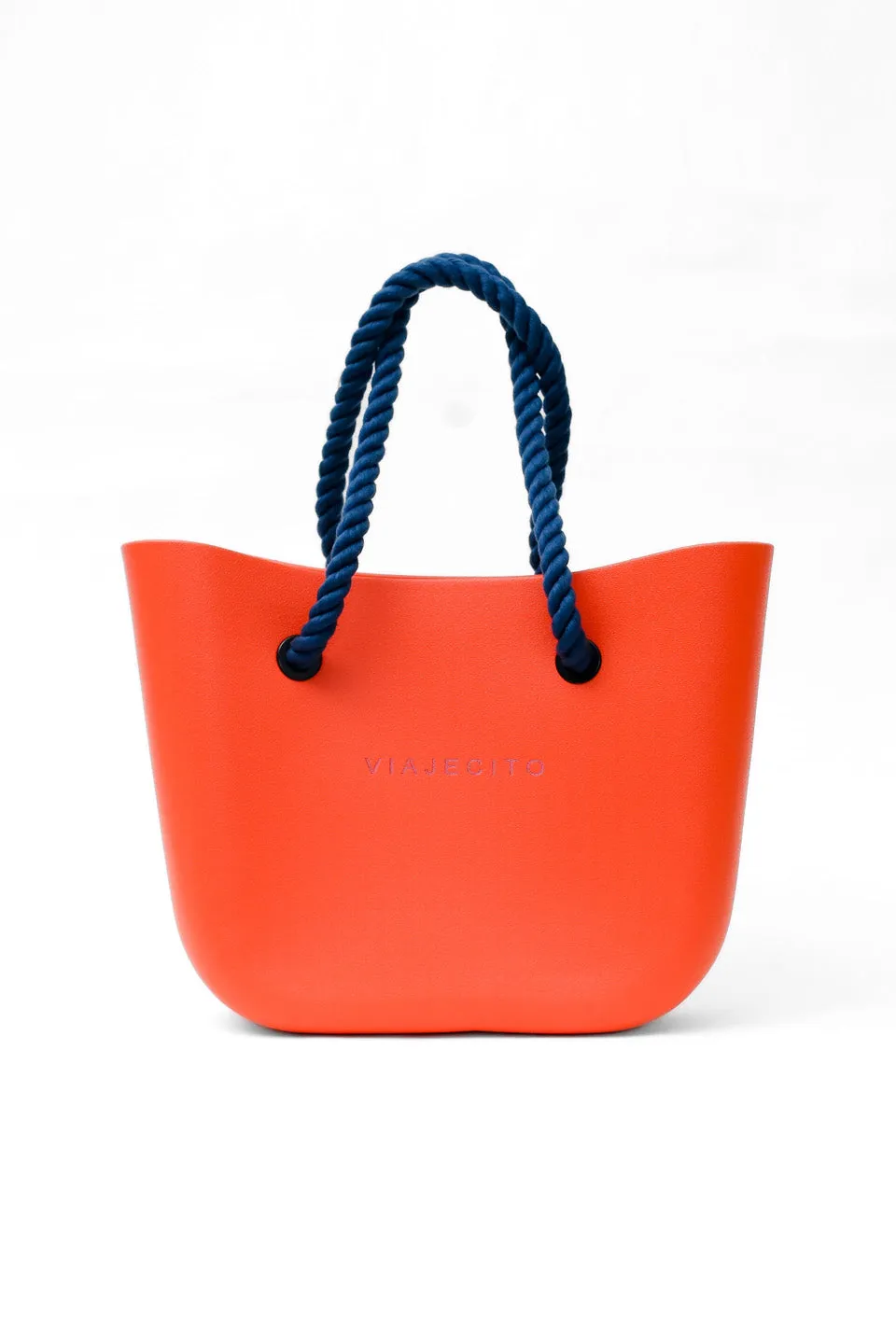 Midi Beach Tote Set - Tangerine with Natural Lining