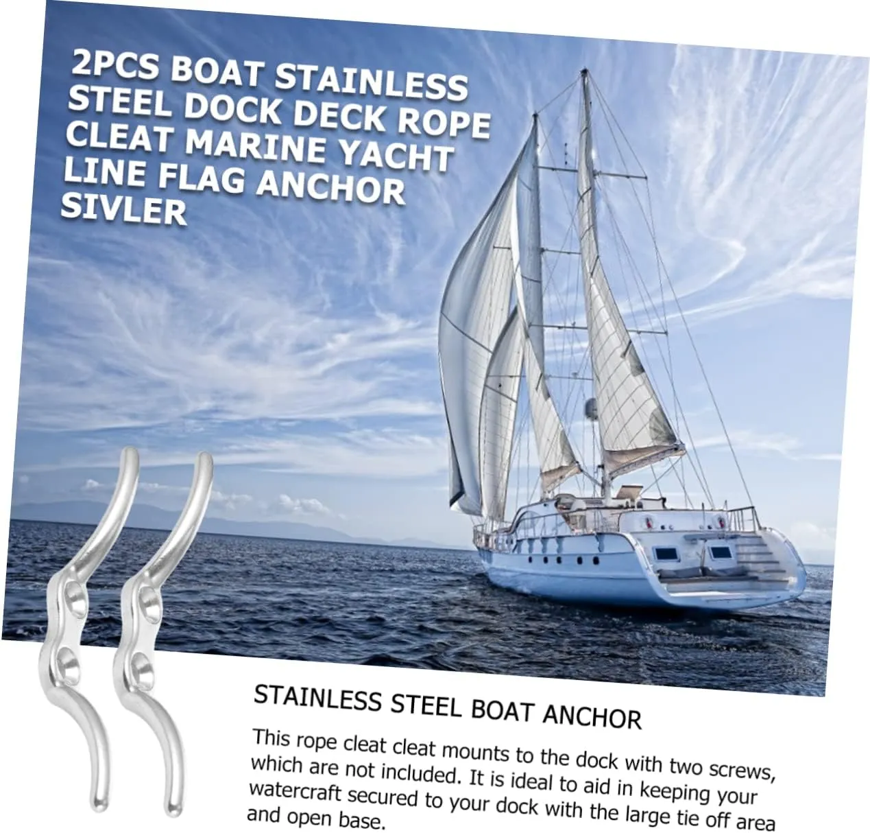 Milisten 2pcs String Marine for Men Ocean Stainless Steel Rope Cleat Stainless Steel Rope Accessories