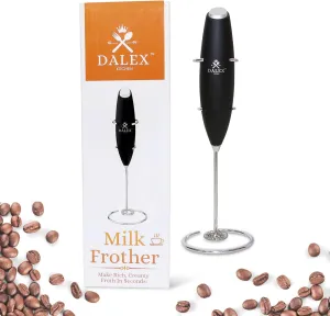 Milk Frother - Handheld Foam Maker for Latte, Cappuccino, Frappe, Matcha, Hot Chocolate - Electric Mini Mixer with Powerful Motor for Fluffy Froth - Compact, Battery-Operated Whisker