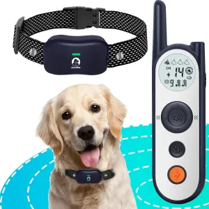 MIMOFPET Wireless Dog Fence System with Training Remote,25FT to 3500FT Electric Fence for Dogs,185 Days Standby Time Dog Shock Collar with 3 Training Modes,Light and Waterproof (Blue)
