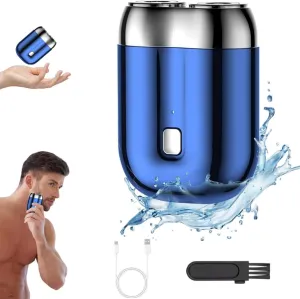 Mini Dual-Head Electric Shaver of Father, 2025 New Upgrade Pocket Shaver USB Mini Shavers for Men, Rechargeable Electric Mini Portable Razor, Washable Double Head Razor for Home, Car (Blue)