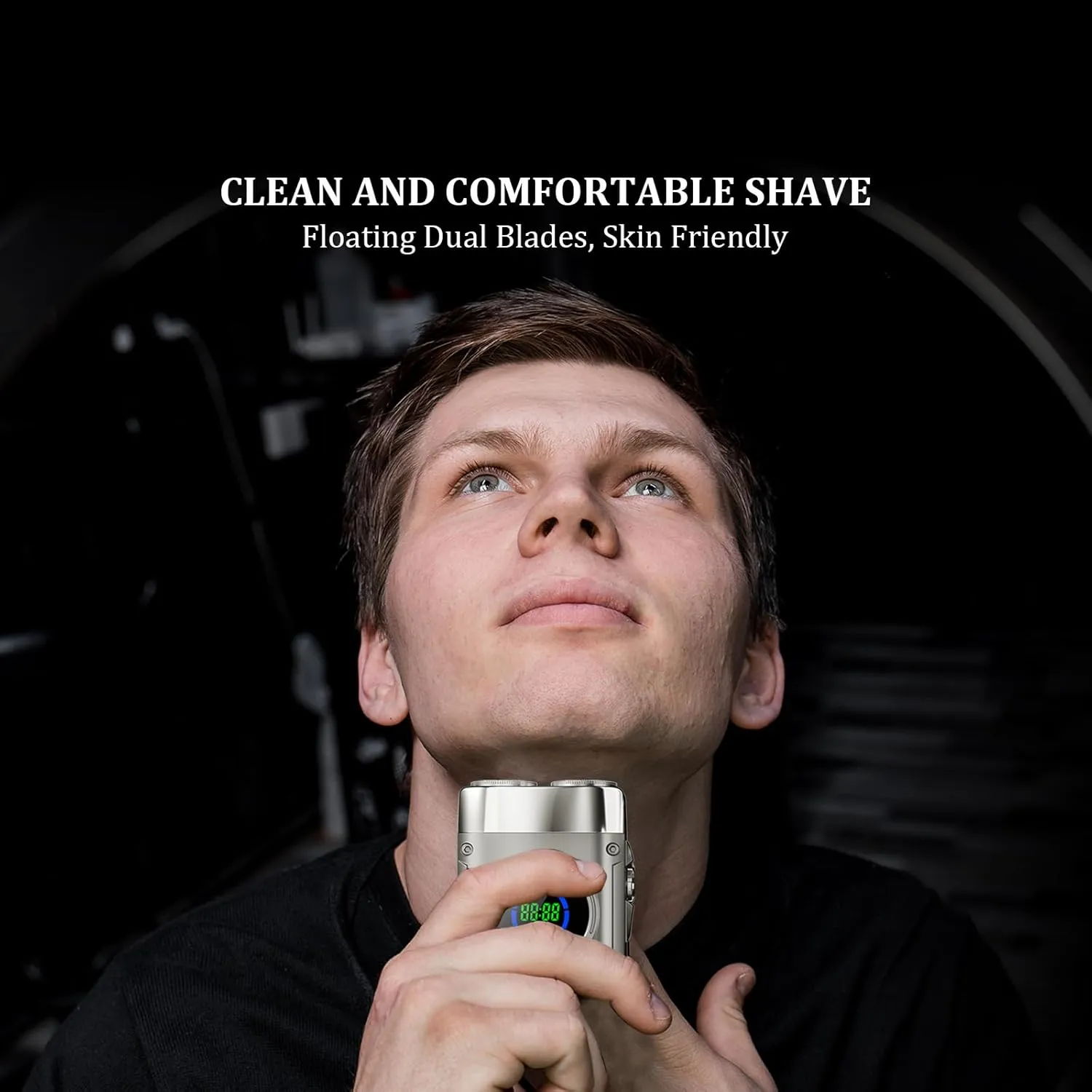 Mini Electric Shaver for Men – Compact, USB-C Rechargeable, Travel Lock, LCD Display, 30 Micro Blades, IPX7 Waterproof (Silver)