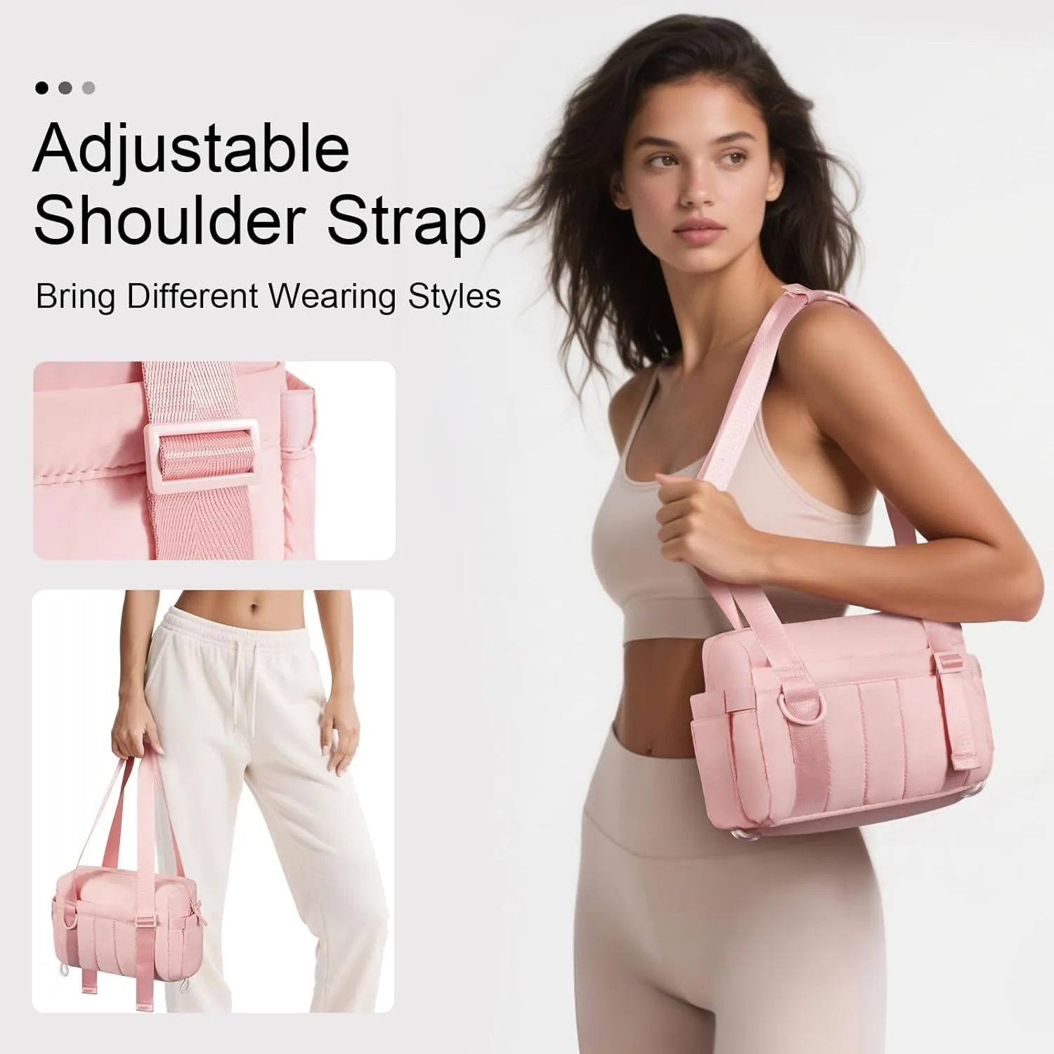 Mini Gym Bag for Women Girls Small Gym Bag with Wet Compartment and Coin Wallet, Puffer Mini Duffle Bags for Workout, Travel, Sport