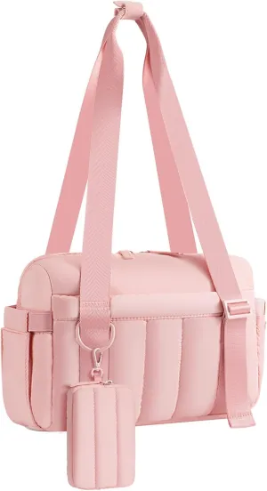 Mini Gym Bag for Women Girls Small Gym Bag with Wet Compartment and Coin Wallet, Puffer Mini Duffle Bags for Workout, Travel, Sport