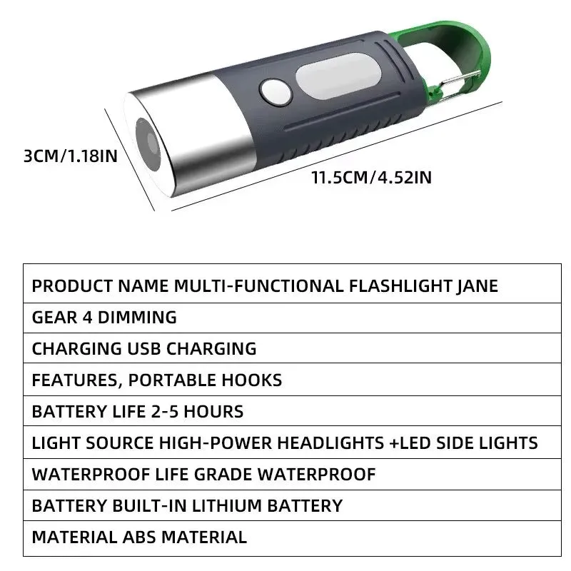 Mini LED Flashlight – Zoomable Beam & Side Light for Emergency Use