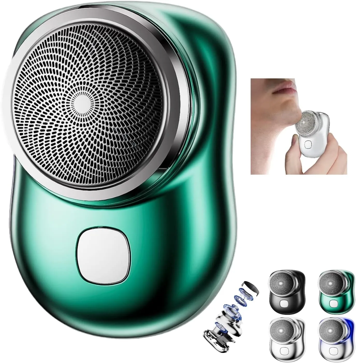Mini Shaver Portable Electric Shaver, 2023 New Pocket Shave, Magic USB Razor For Men, Rechargeable Travel Razors Men Shaving Face (Green) 3.94×3.58×1.93 Inch 1.0 Count