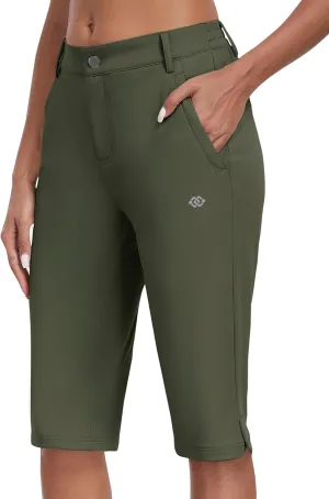 MoFiz Womens 15" Hiking Long Shorts Below Knee Length Capri Cargo Shorts Lightweight Quick Dry Bermuda Shorts