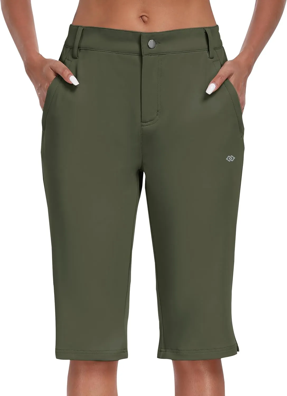 MoFiz Womens 15" Hiking Long Shorts Below Knee Length Capri Cargo Shorts Lightweight Quick Dry Bermuda Shorts