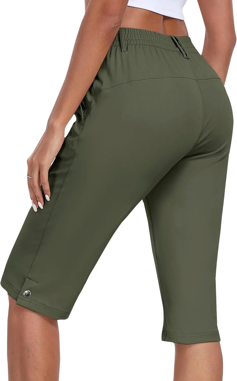 MoFiz Womens 15" Hiking Long Shorts Below Knee Length Capri Cargo Shorts Lightweight Quick Dry Bermuda Shorts