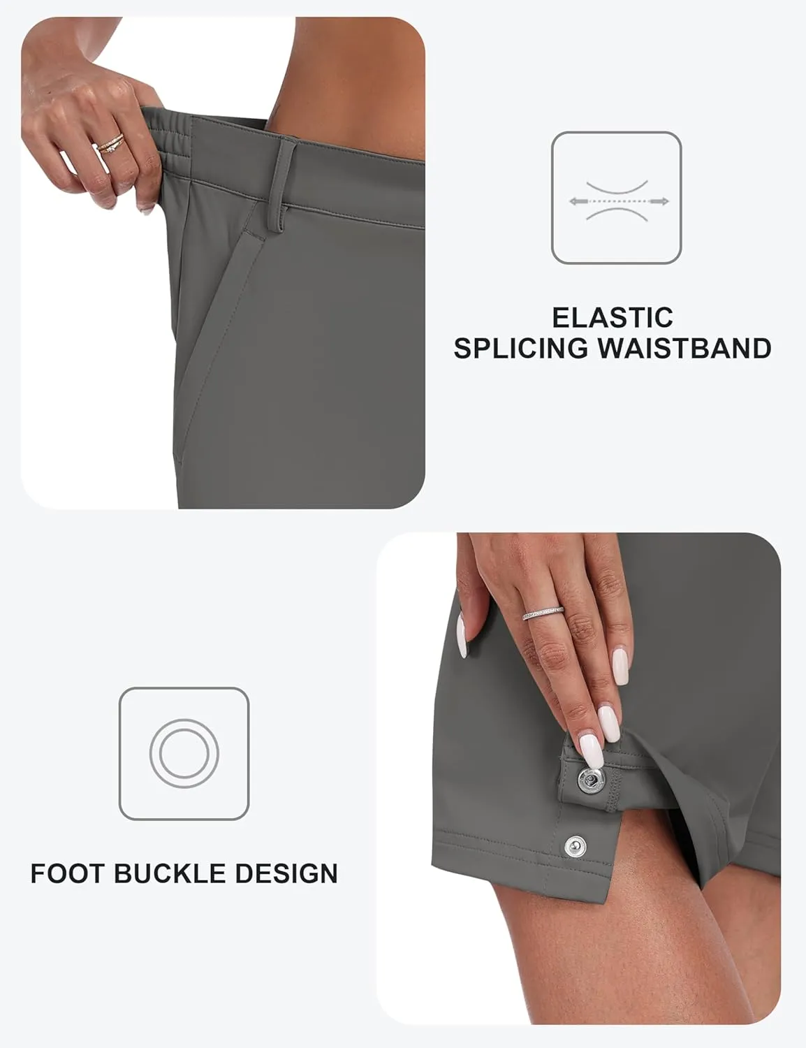 MoFiz Womens 15" Hiking Long Shorts Below Knee Length Capri Cargo Shorts Lightweight Quick Dry Bermuda Shorts