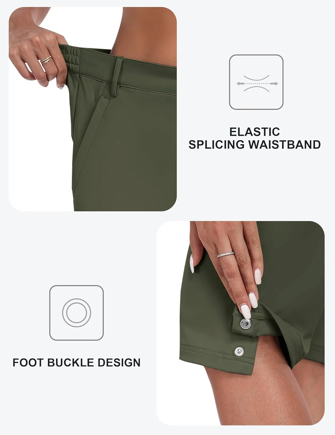 MoFiz Womens 15" Hiking Long Shorts Below Knee Length Capri Cargo Shorts Lightweight Quick Dry Bermuda Shorts