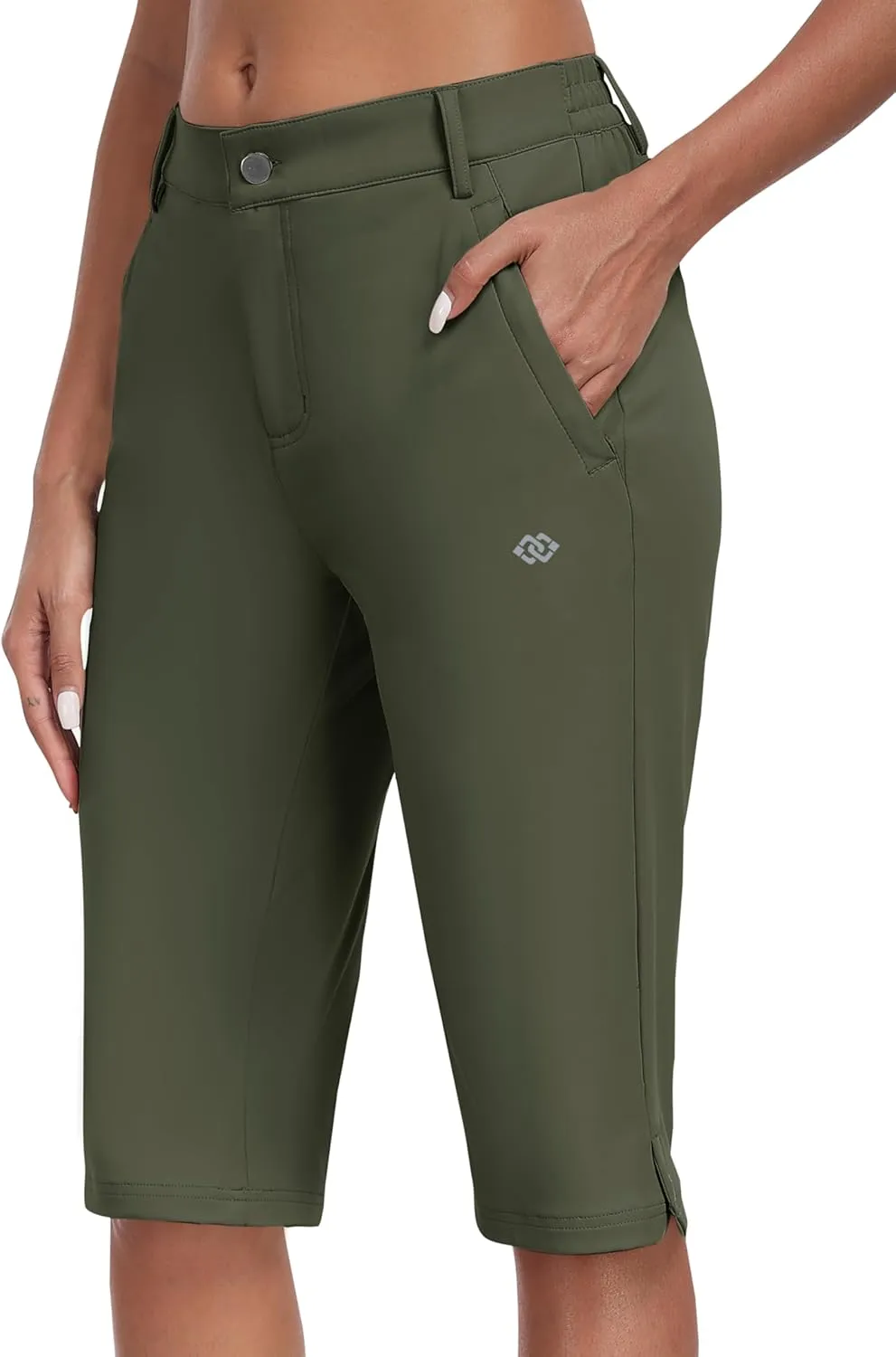 MoFiz Womens 15" Hiking Long Shorts Below Knee Length Capri Cargo Shorts Lightweight Quick Dry Bermuda Shorts