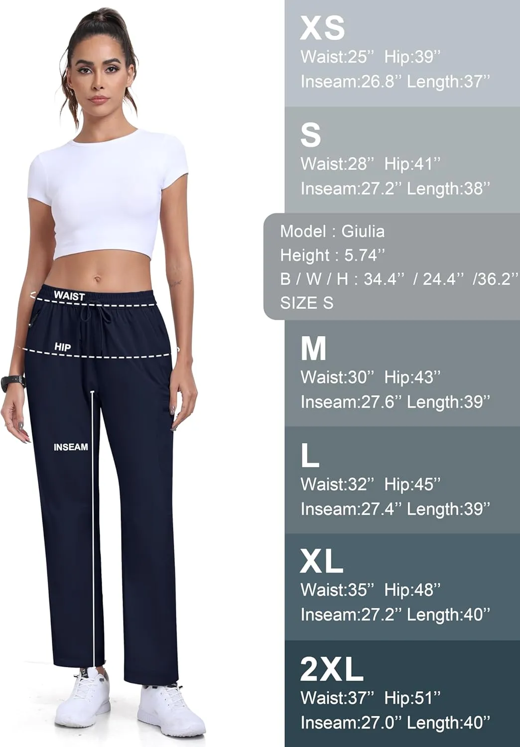 MoFiz Women's Hiking Cargo Pants Lightweight Joggers Elastic Waist Athletic Outdoor Sweatpants Casual Travel Pant with Pocket