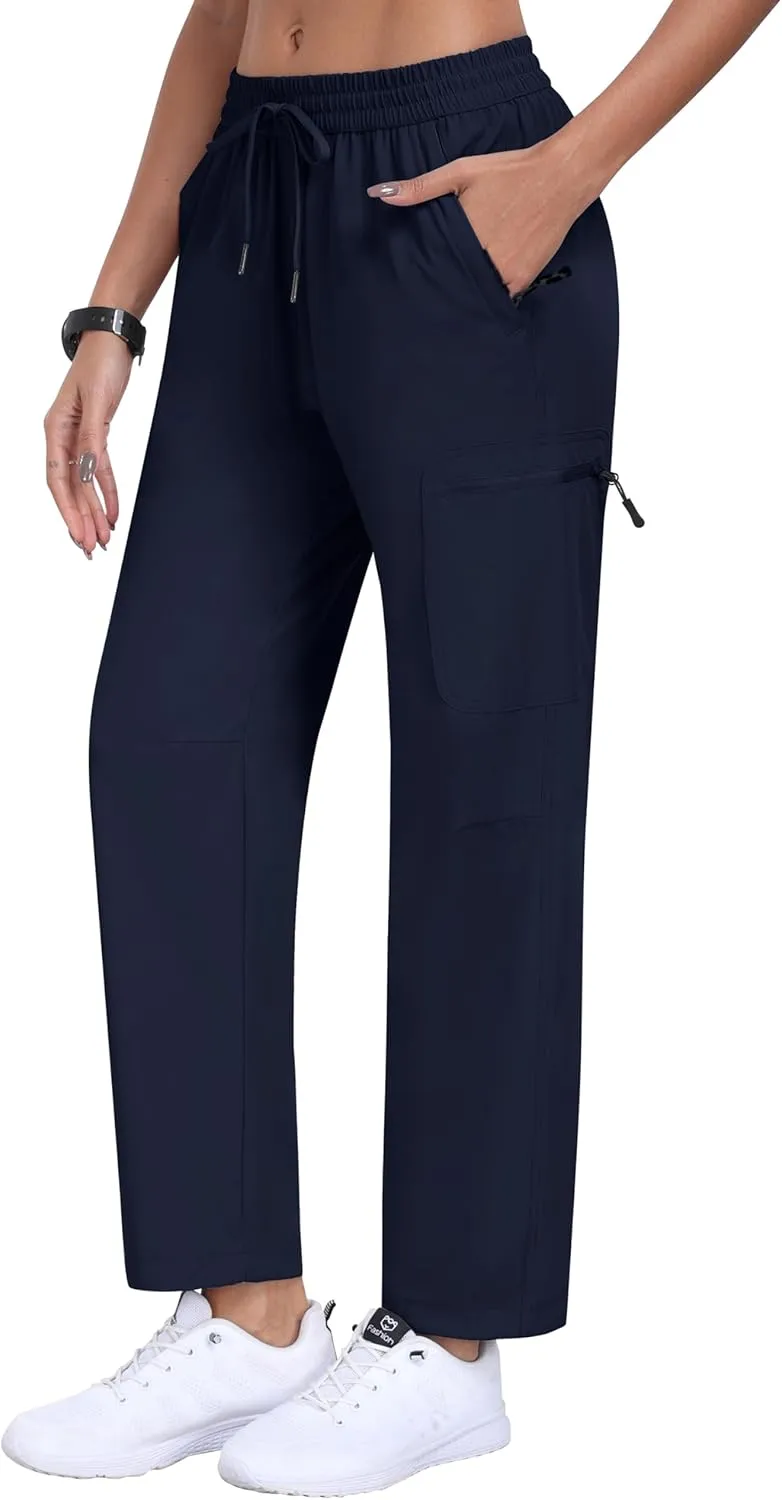 MoFiz Women's Hiking Cargo Pants Lightweight Joggers Elastic Waist Athletic Outdoor Sweatpants Casual Travel Pant with Pocket