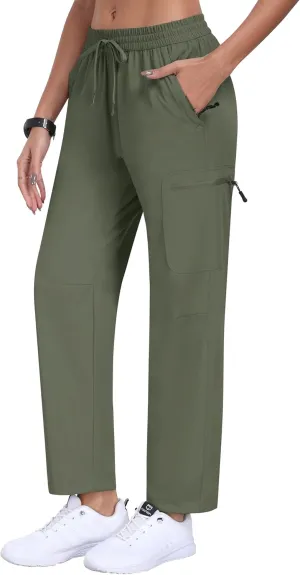 MoFiz Women's Hiking Cargo Pants Lightweight Joggers Elastic Waist Athletic Outdoor Sweatpants Casual Travel Pant with Pocket