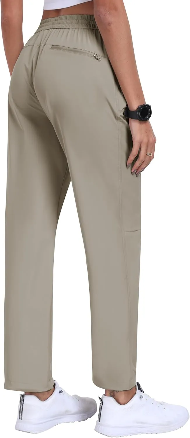 MoFiz Women's Hiking Cargo Pants Lightweight Joggers Elastic Waist Athletic Outdoor Sweatpants Casual Travel Pant with Pocket