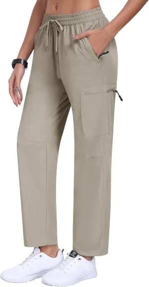 MoFiz Women's Hiking Cargo Pants Lightweight Joggers Elastic Waist Athletic Outdoor Sweatpants Casual Travel Pant with Pocket