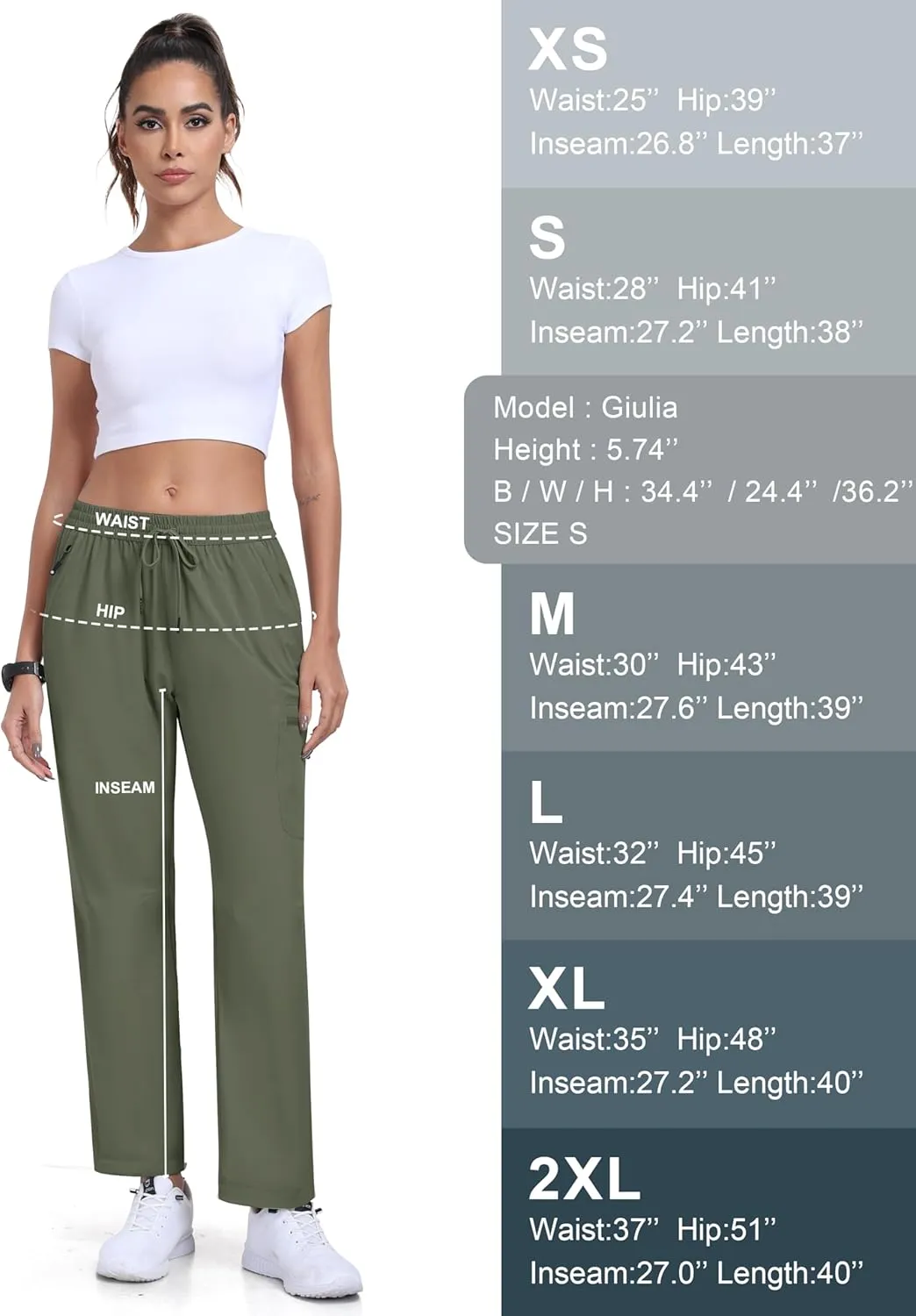 MoFiz Women's Hiking Cargo Pants Lightweight Joggers Elastic Waist Athletic Outdoor Sweatpants Casual Travel Pant with Pocket