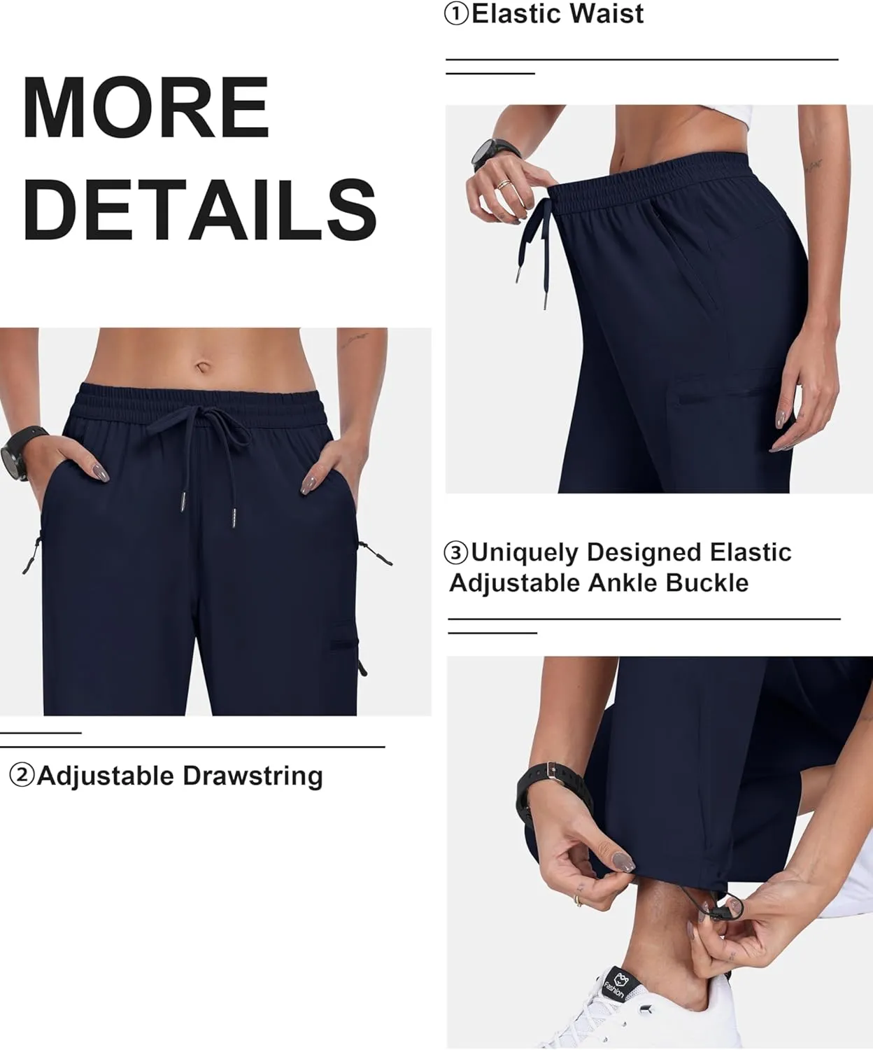 MoFiz Women's Hiking Cargo Pants Lightweight Joggers Elastic Waist Athletic Outdoor Sweatpants Casual Travel Pant with Pocket